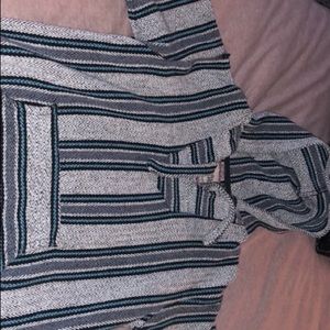 blue grey black and white hoodie